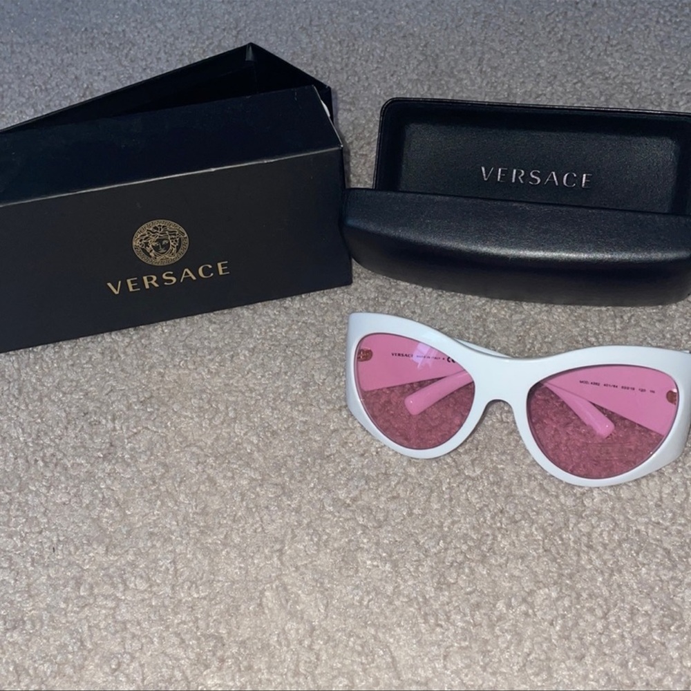 Versace white framed shades with pink lens